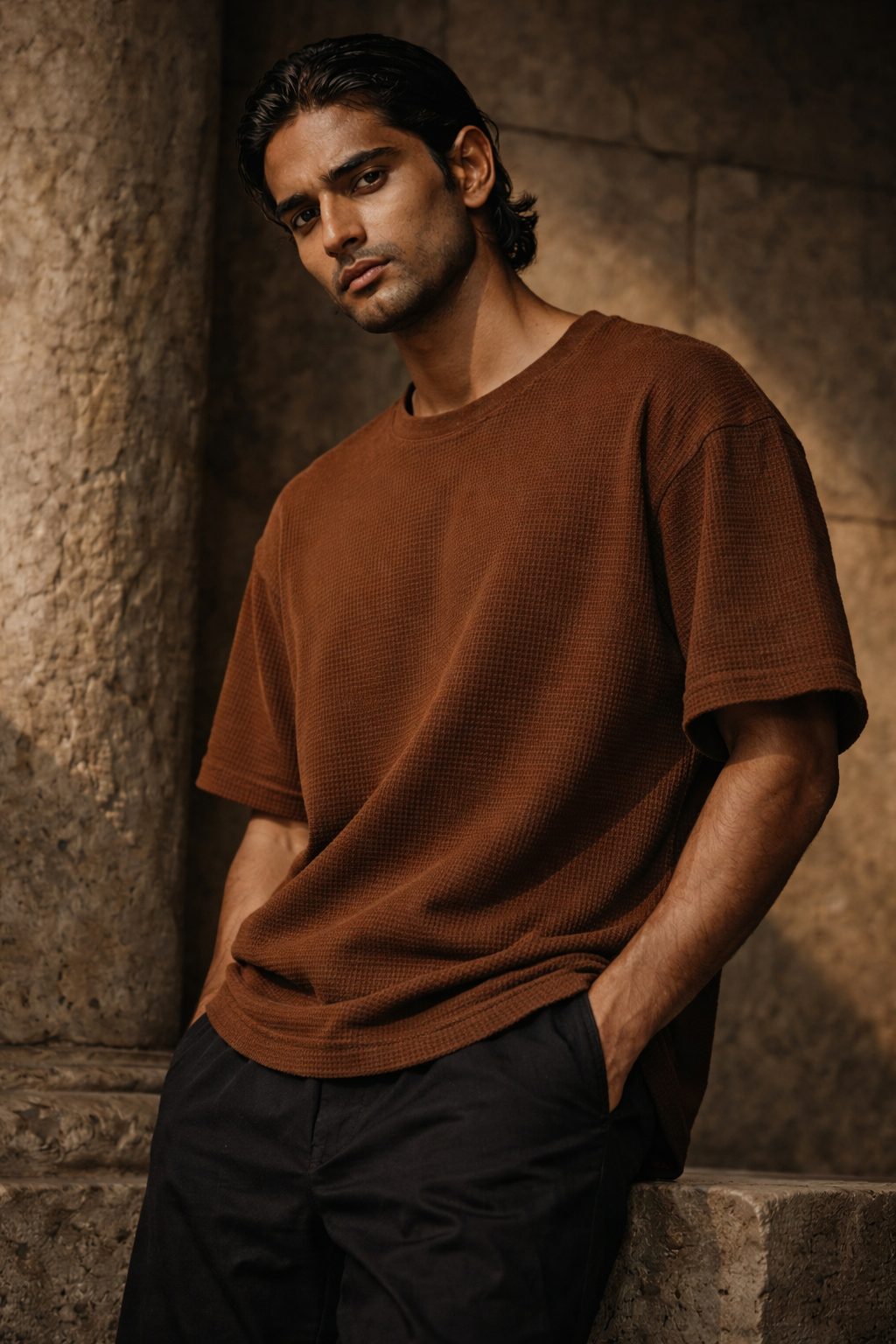 Coffee Oversize Waffle T-Shirt