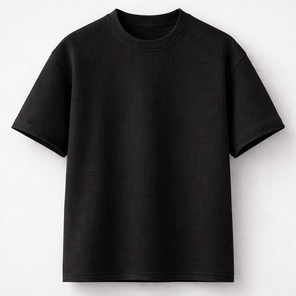 Jet Black Oversize Waffle T-Shirt