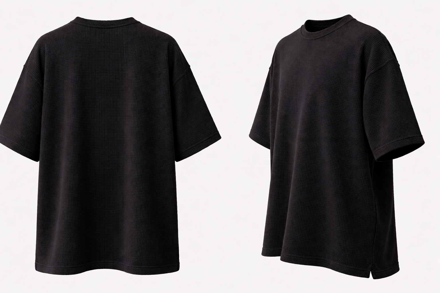 Jet Black Oversize Waffle T-Shirt